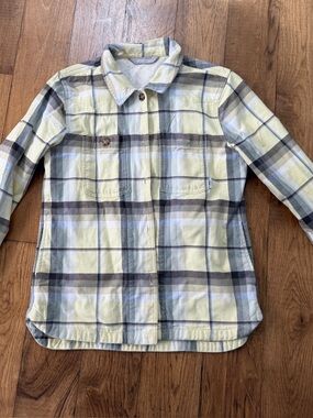 Stio Yellow Gray Plaid Button-Down Shirt
